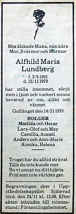 Alfhild Maria Lundberg.<br/>